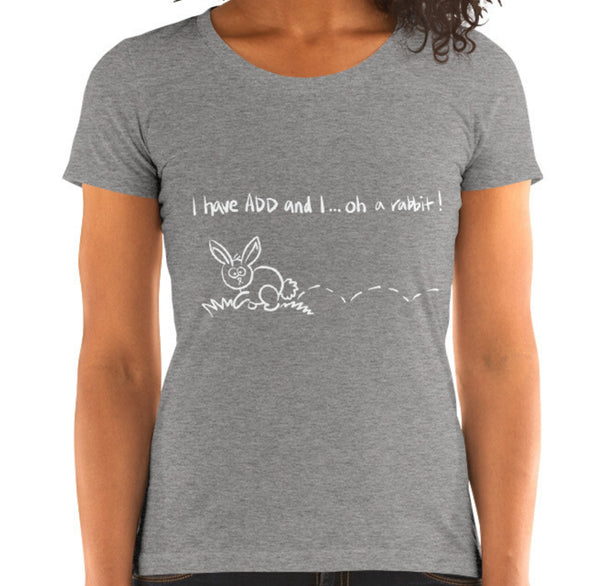 A.D.D. Rabbit Funny Women's Fitted T-Shirt Laughs To Self