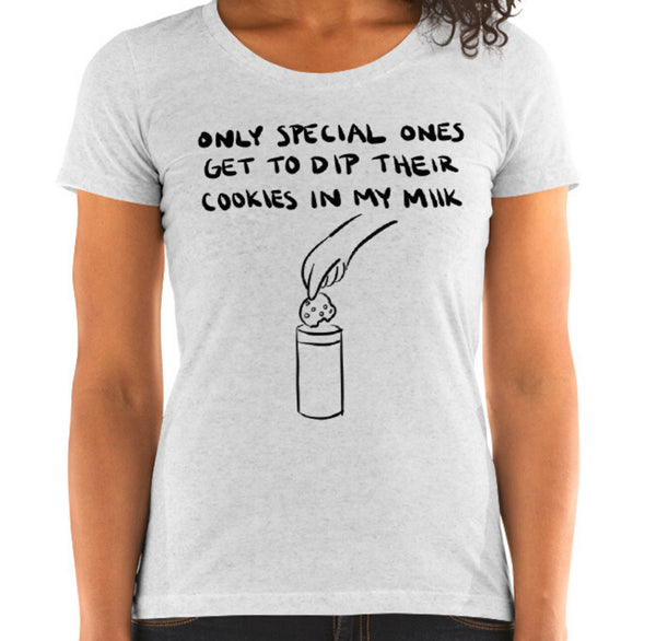 Cookies In My Milk Funny Women's Fitted T-Shirt Laughs To Self