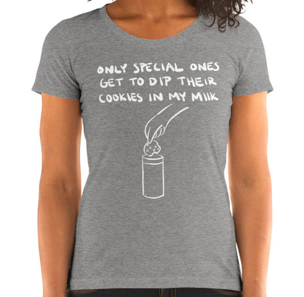 Cookies In My Milk Funny Women's Fitted T-Shirt Laughs To Self