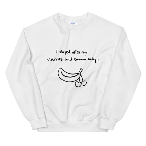 Cherries and Banana Funny Men's Sweatshirt by Laughs To Self
